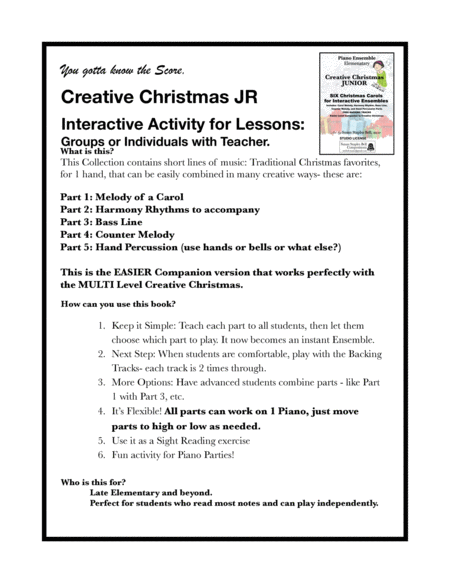 Creative Christmas JUNIOR for Elementary. Six Carols for Interactive Ensembles image number null