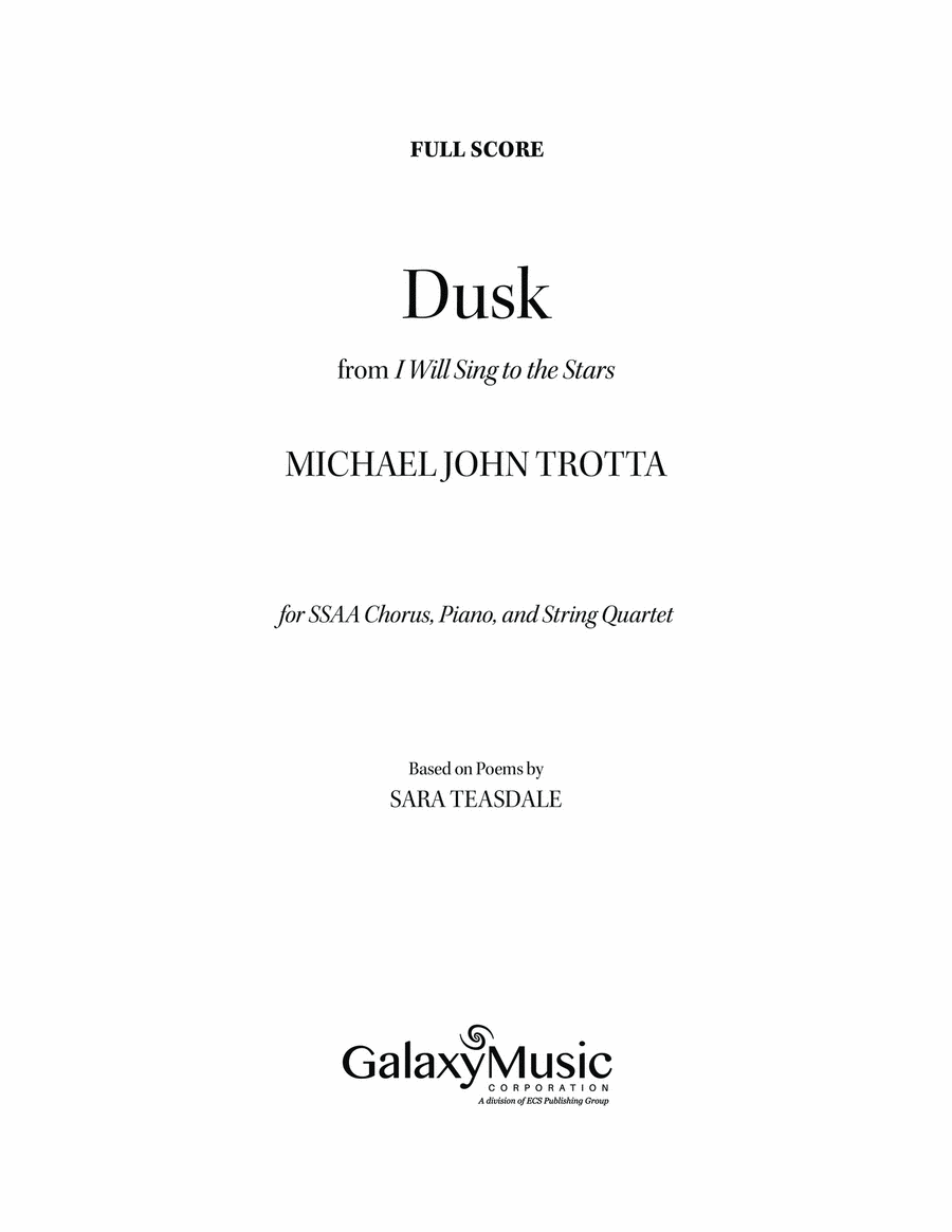 Dusk from I Will Sing to the Stars Choir scores gallery preview page 1