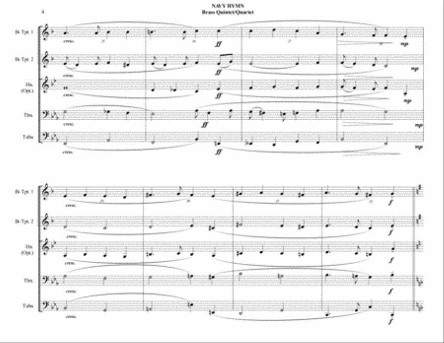 Navy Hymn (Eternal Father, Strong to Save) - Brass Quintet/Quartet Brass Quintet scores gallery preview page 4