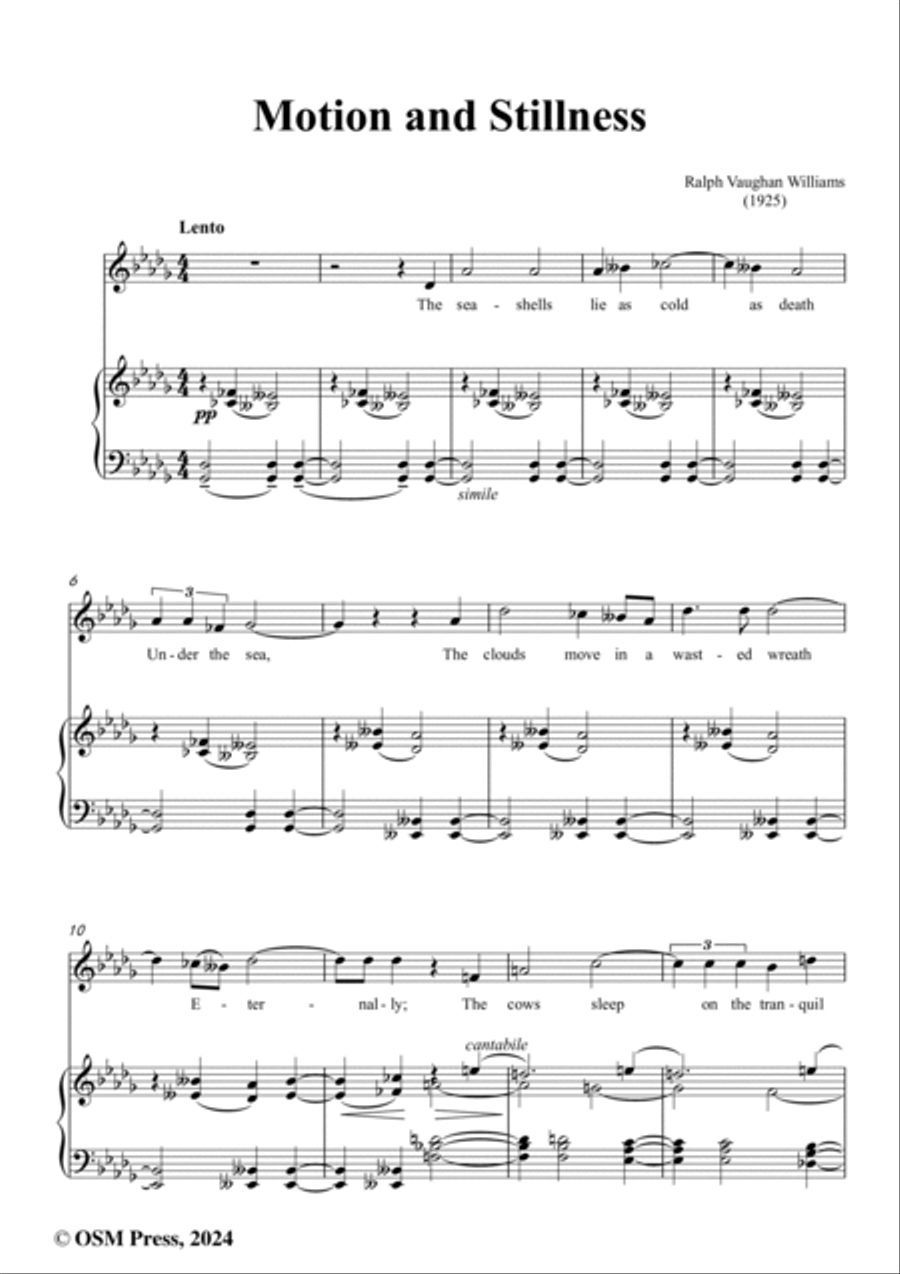 Vaughan Williams-Motion and Stillness(1925),in D flat Major Voice scores gallery preview page 2