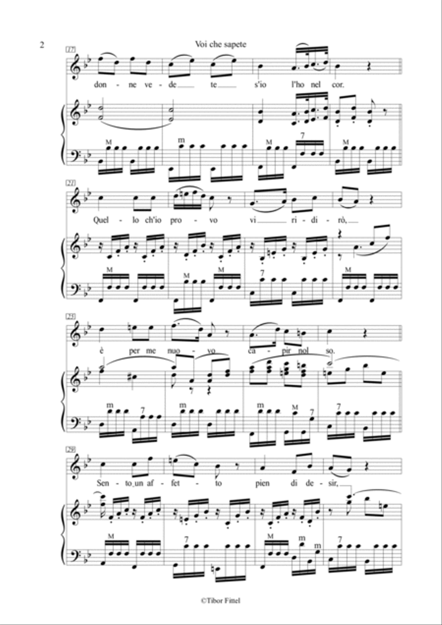 Voi che sapete, for voice and accordion Voice scores gallery preview page 2
