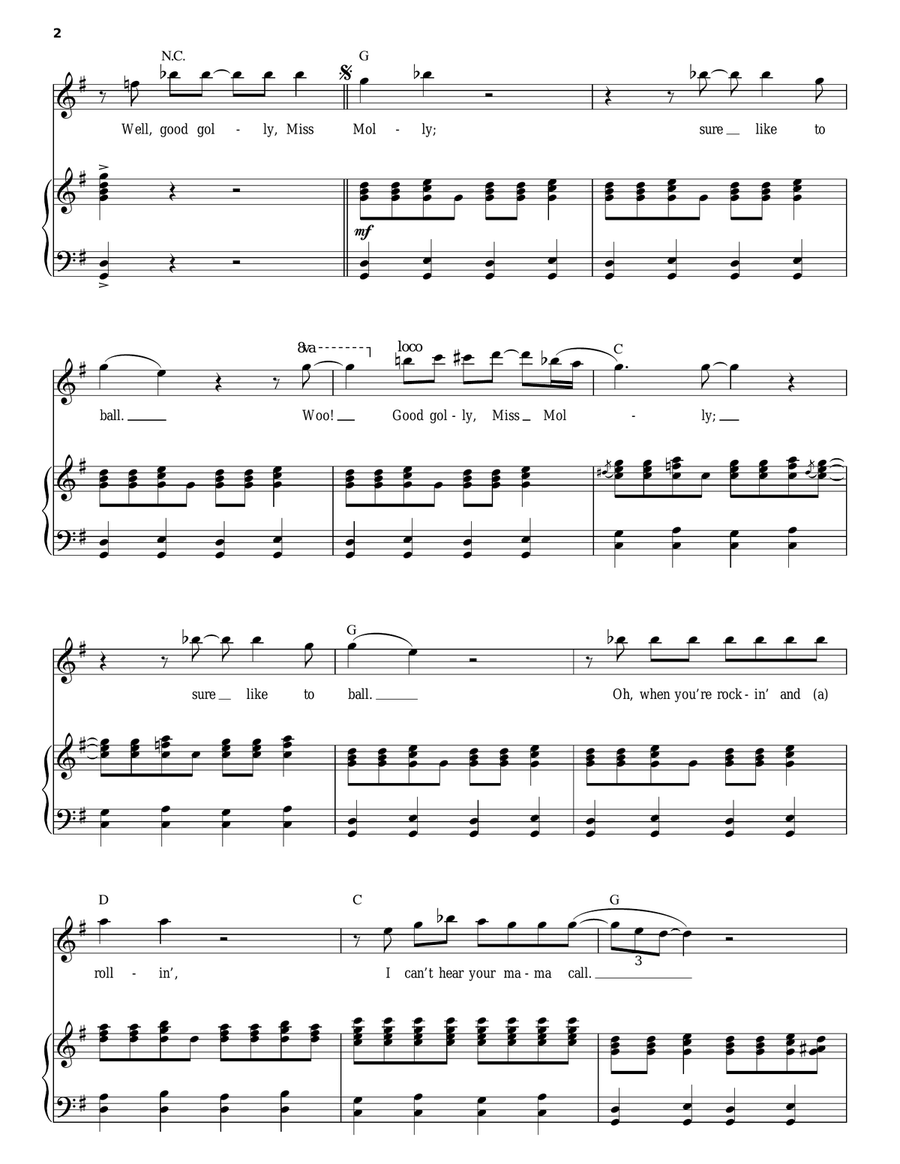 Good Golly Miss Molly Piano, Vocal scores gallery preview page 2