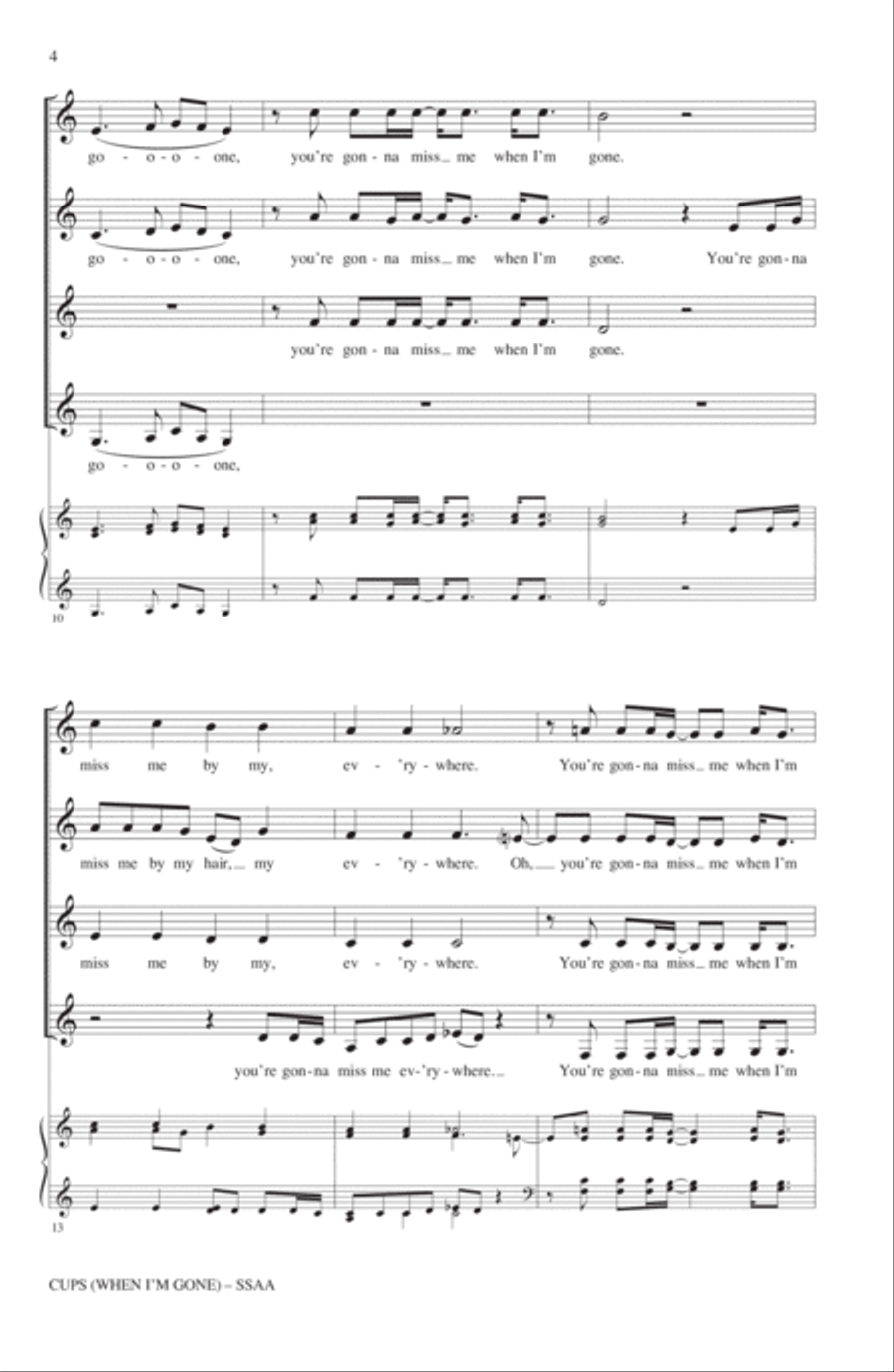 Cups (When I'm Gone) (Campfire Version) (from Pitch Perfect 2) (arr. Deke Sharon) SSA scores gallery preview page 3