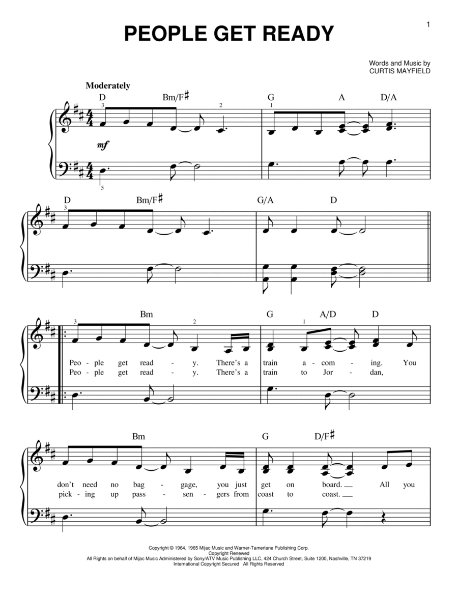 People Get Ready Easy Piano scores gallery preview page 1