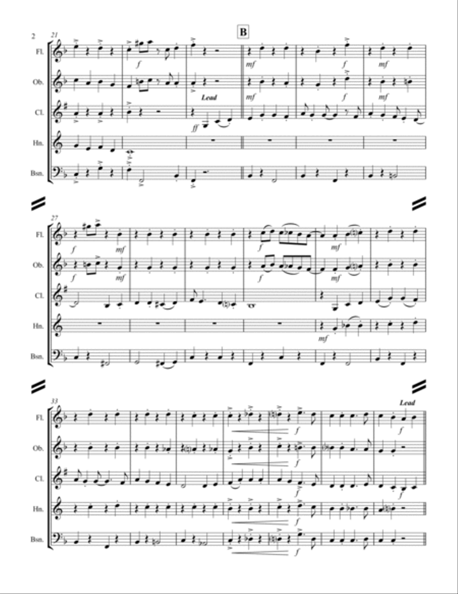 (There's No Place Like) Home For The Holidays Woodwind Quintet scores gallery preview page 3