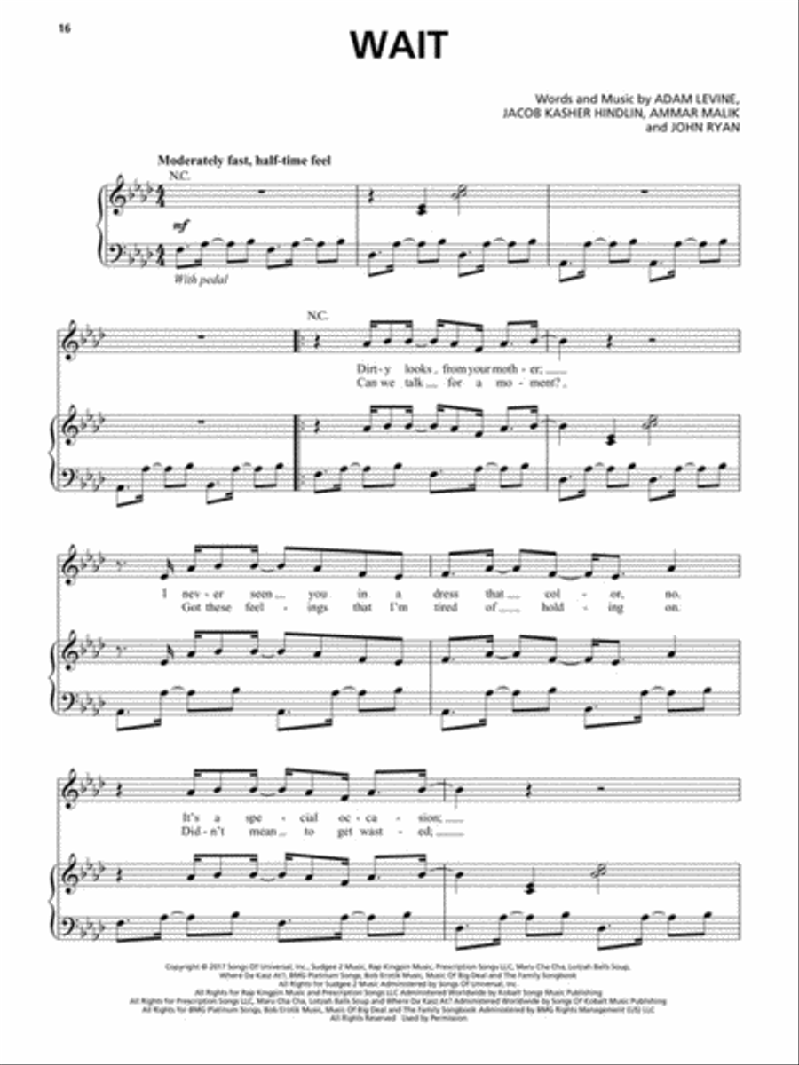 Maroon 5 - Red Pill Blues Piano, Vocal, Guitar scores gallery preview page 5