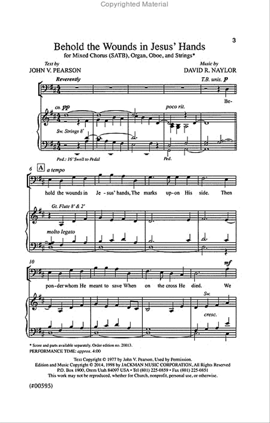 Behold the Wounds in Jesus' Hands - SATB image number null