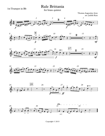 Rule Brittania - for brass quintet - Parts
