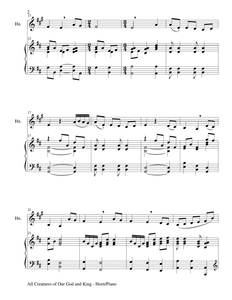 Gary Lanier: 3 HYMNS of ADORATION (Duets for Horn in F & Piano) Brass Duet scores gallery preview page 4