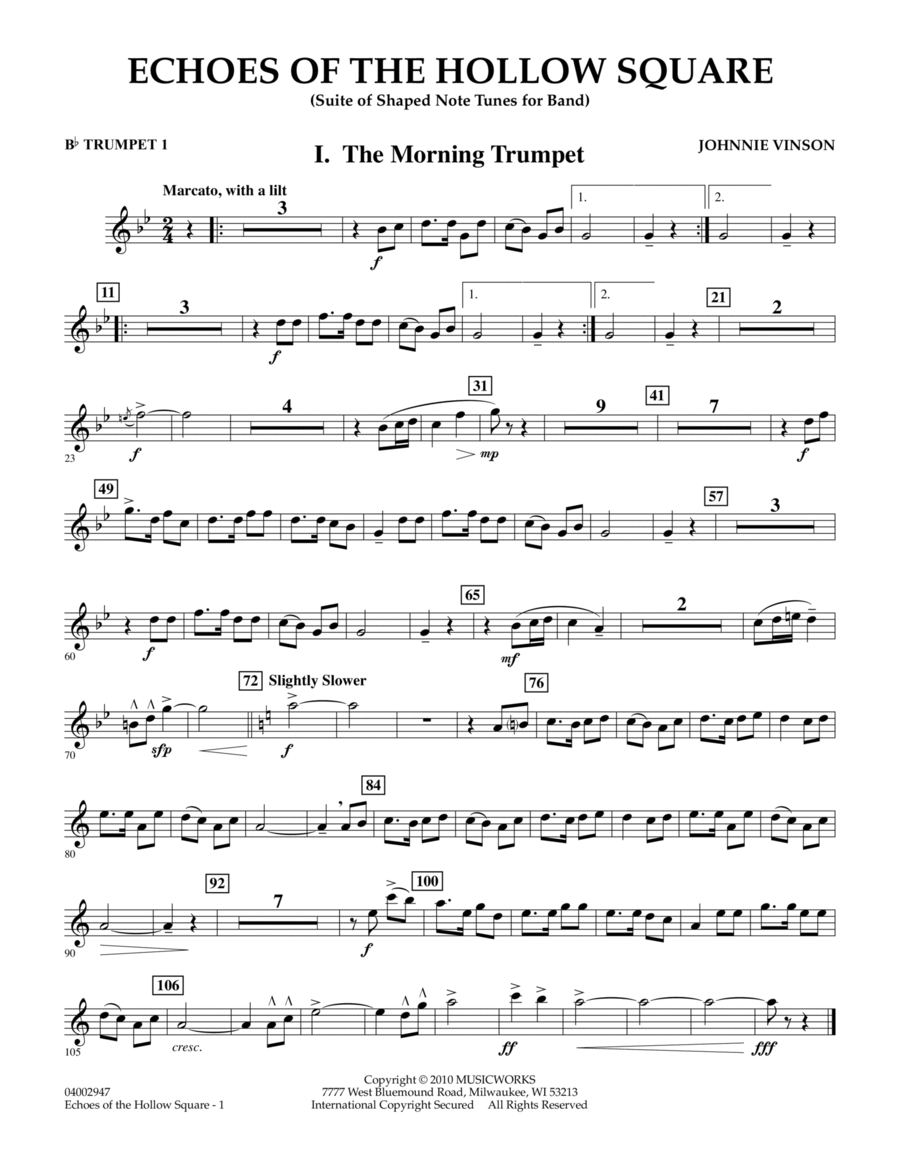 Echoes Of The Hollow Square - Bb Trumpet 1 Concert Band scores gallery preview page 1