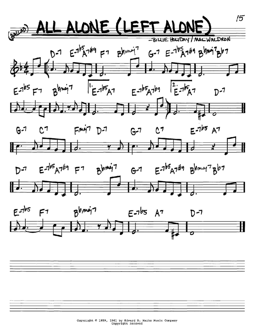 All Alone (Left Alone) All Alone (Left Alone) C Instrument scores gallery preview page 1