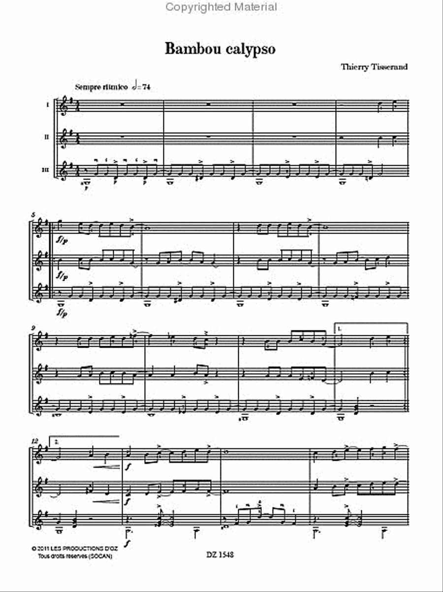 Bambou calypso, Habanera bohème Guitar Ensemble scores gallery preview page 2