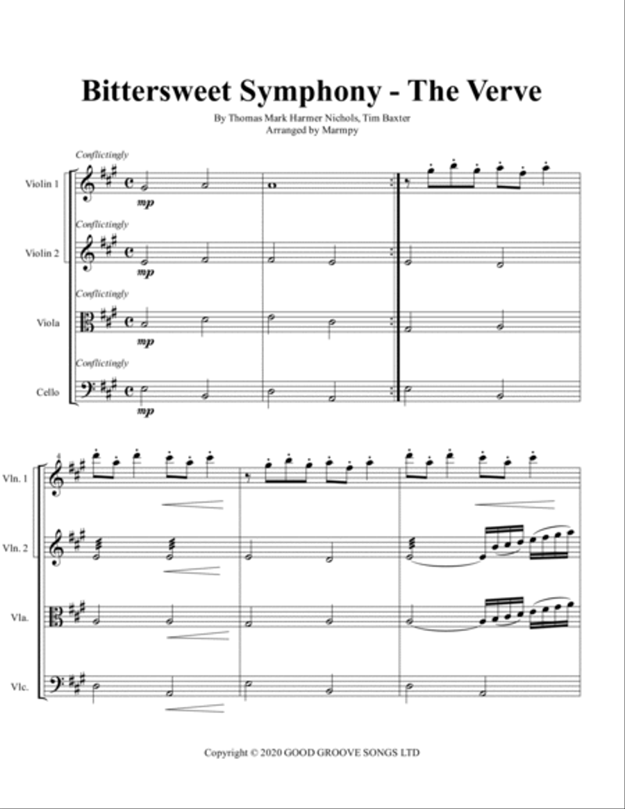 Bittersweet Symphony Bittersweet Symphony String Quartet scores gallery preview page 5
