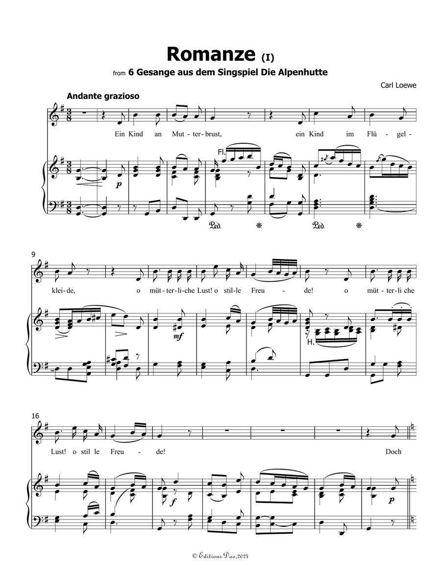 Romanze(I), by Carl Loewe, in G Major Piano, Vocal scores gallery preview page 3