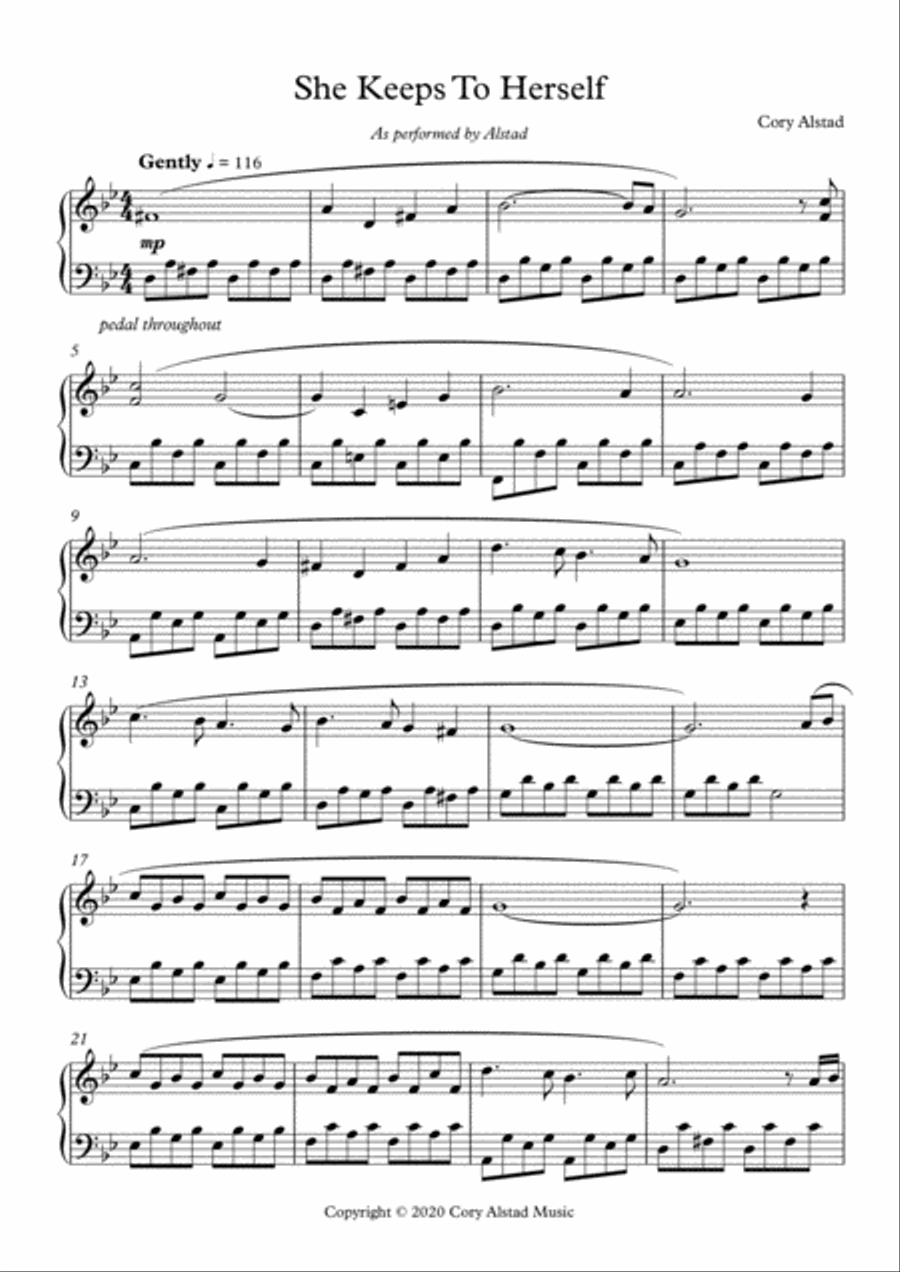 She Keeps to Herself Piano Solo scores gallery preview page 1