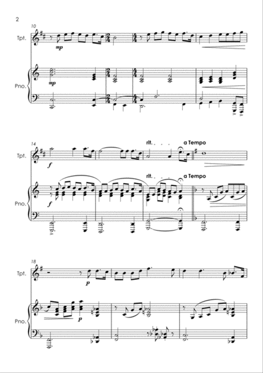 Nessun Dorma - trumpet and piano with FREE BACKING TRACK to play along Trumpet Solo scores gallery preview page 4