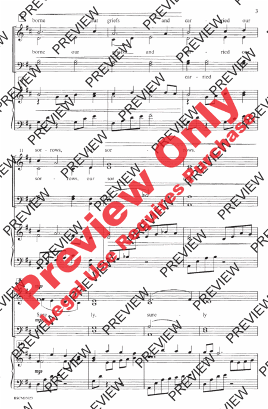 Surely, He Has Borne Our Griefs 4-Part scores gallery preview page 3
