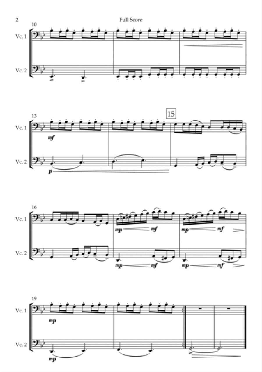 Carol Of The Bells (Mykola Leontovych) for Cello Duo String Duet scores gallery preview page 2