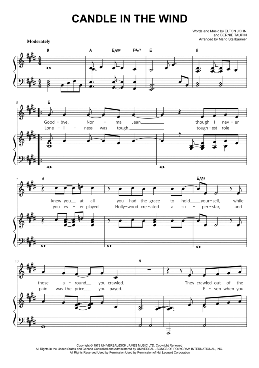 Candle In The Wind Voice scores gallery preview page 1