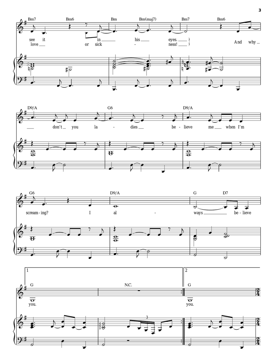 Damned Ladies Piano, Vocal scores gallery preview page 3