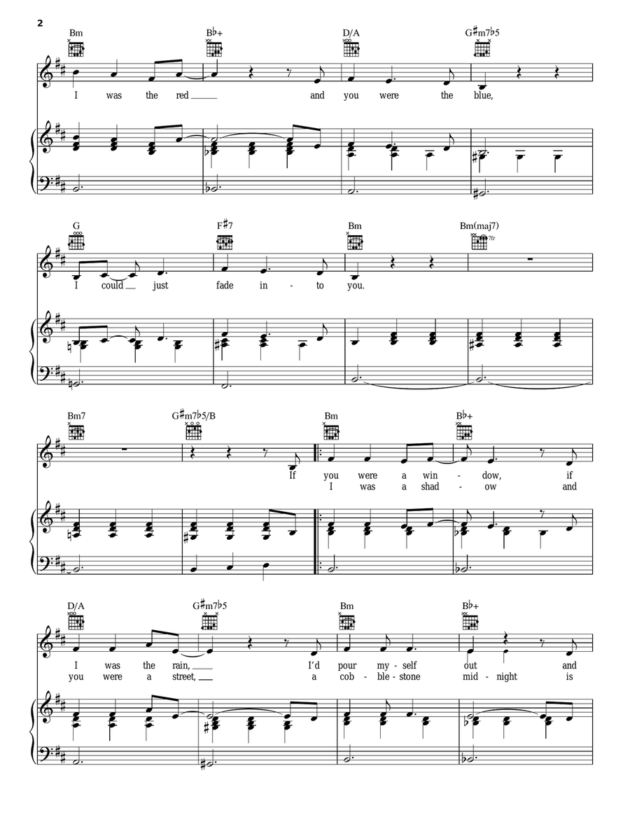 Fade Into You Piano, Vocal, Guitar scores gallery preview page 2