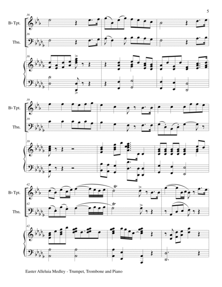 EASTER ALLELUIA MEDLEY (Trio – Bb Trumpet, Trombone/Piano) Score and Parts image number null