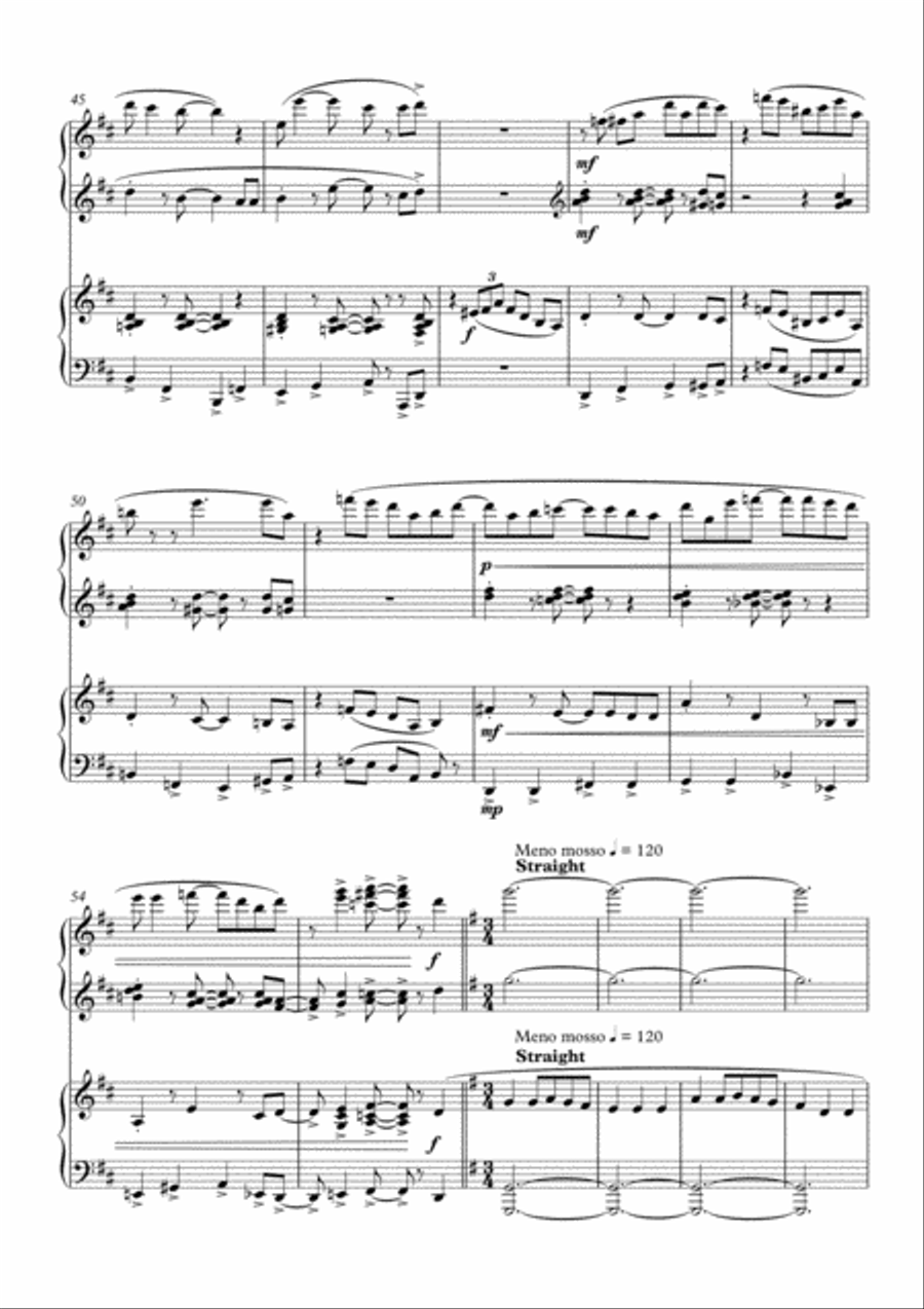 We Wish You a Merry, Swingy Christmas. Fun, jazz variations on a Christmas carol for piano duet 1 Piano, 4-Hands scores gallery preview page 5