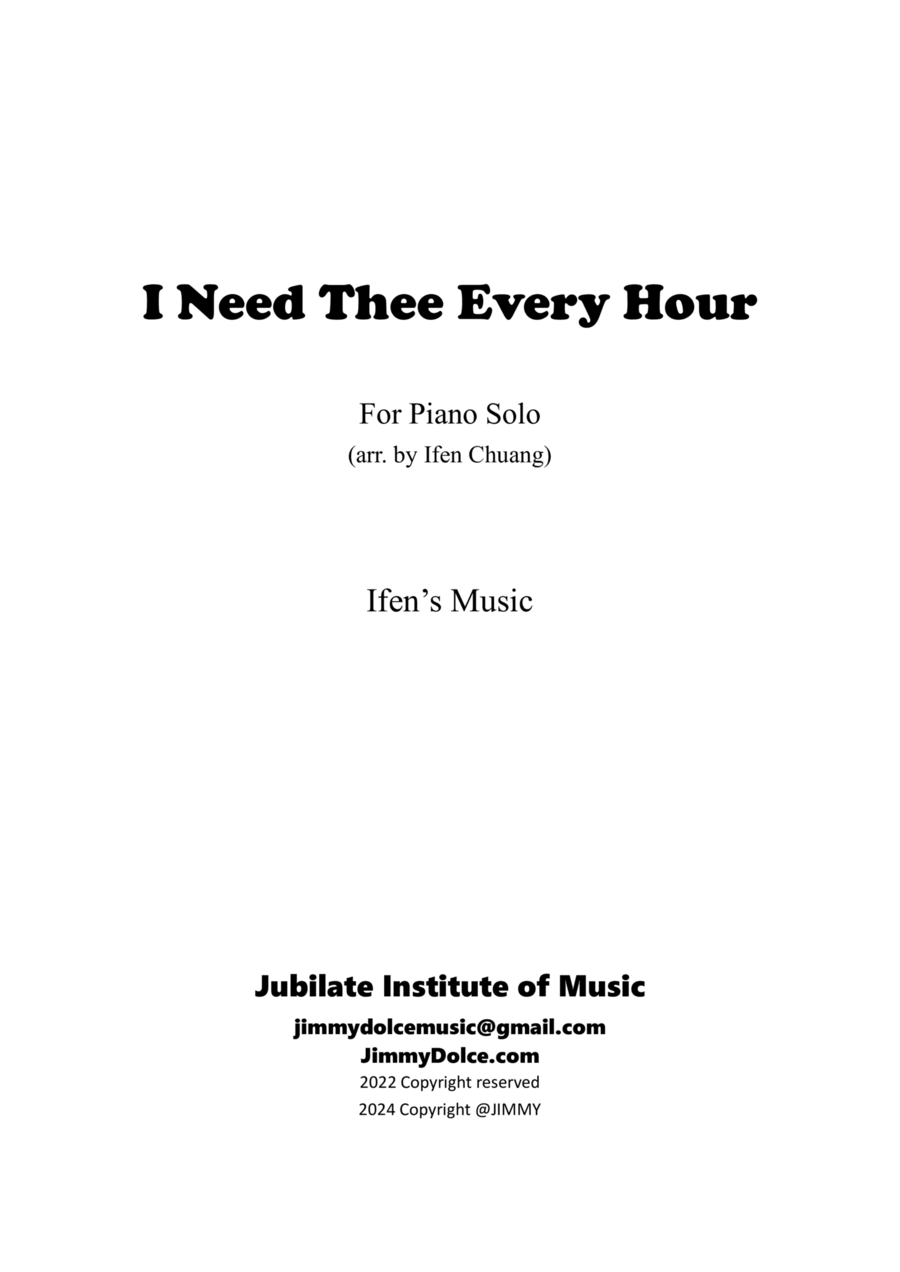 I Need Thee Every Hour I Need Thee Every Hour Piano Solo scores gallery preview page 1
