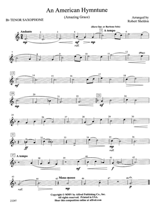 An American Hymntune (Amazing Grace): B-flat Tenor Saxophone