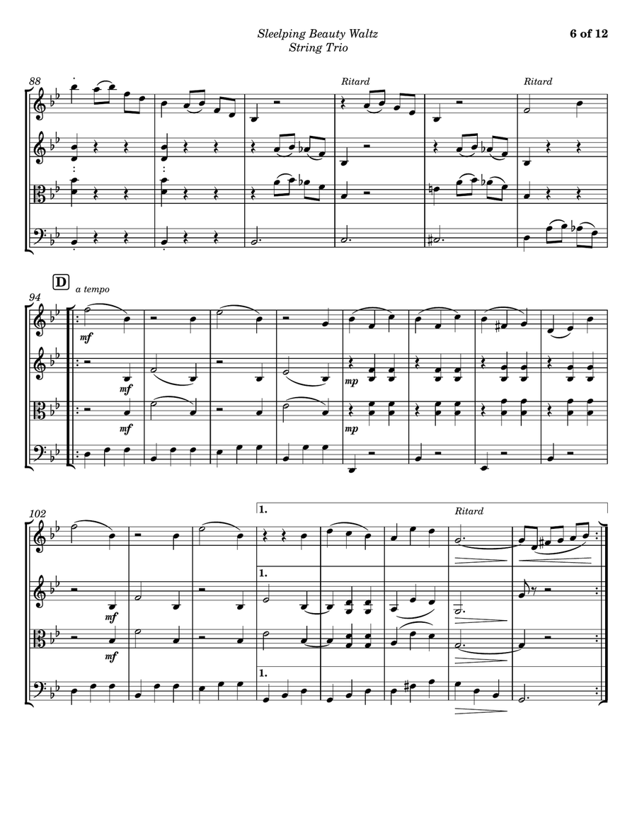 Sleeping Beauty - Waltz (String Trio) String Trio scores gallery preview page 6
