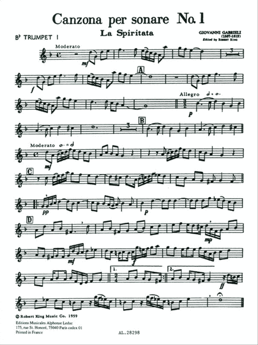 Canzona Per Sonare No. 1, For Four-part Brass Choir 4-Part scores gallery preview page 2
