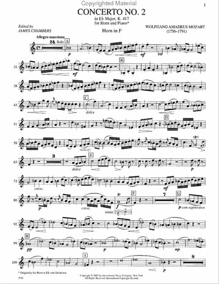 Concerto No. 2 In Eb Major, K. 417 Horn Solo scores gallery preview page 2