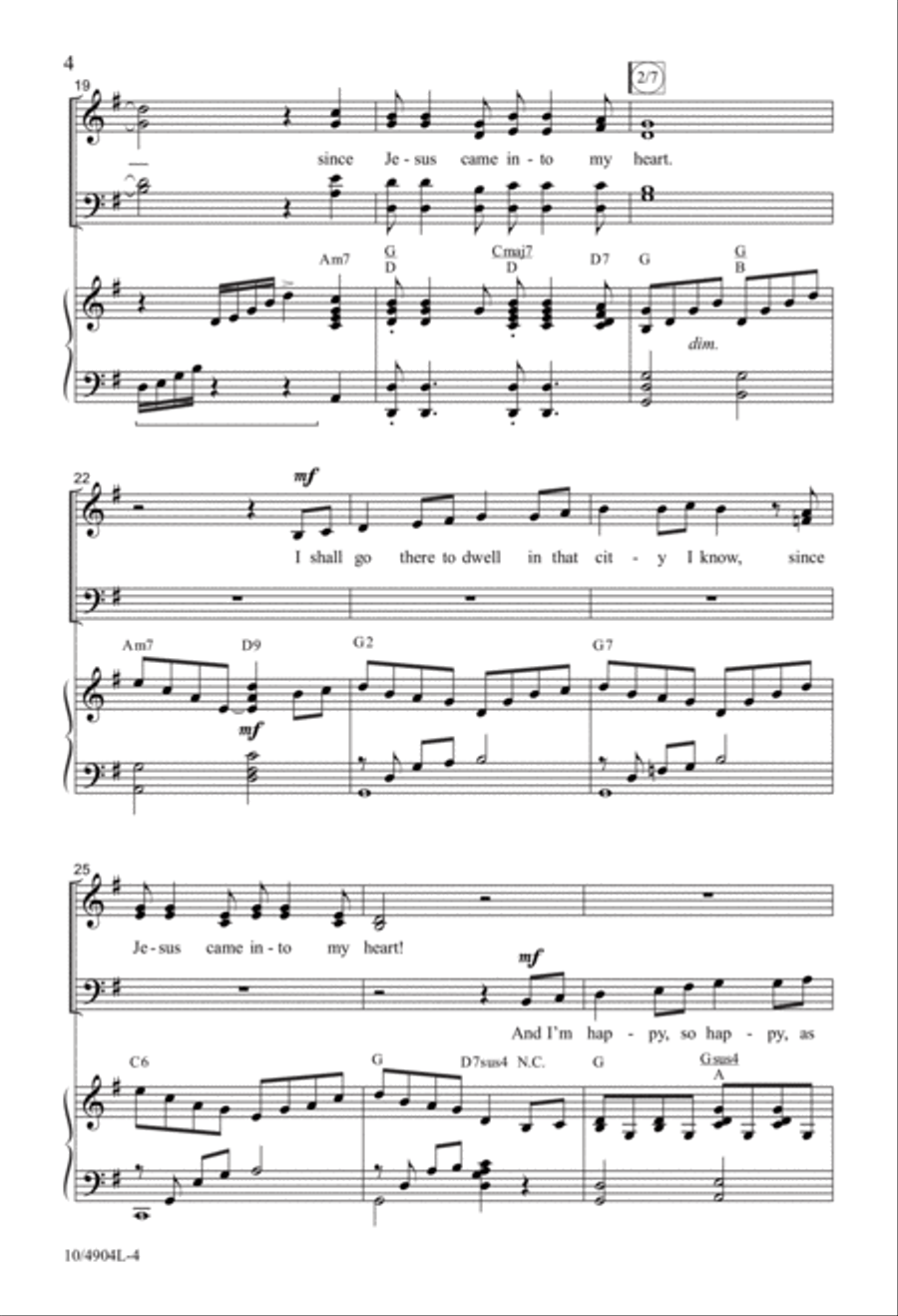 Since Jesus Came Into My Heart 4-Part scores gallery preview page 4