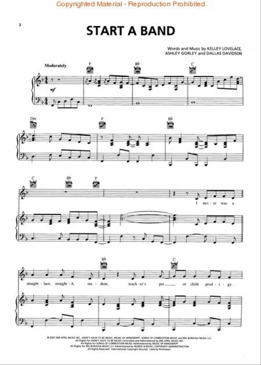 Start a Band Start a Band Piano, Vocal, Guitar scores gallery preview page 2