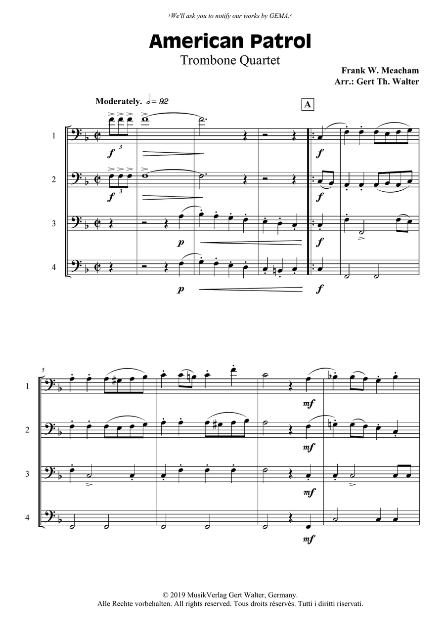 American Patrol Trombone Solo scores gallery preview page 1