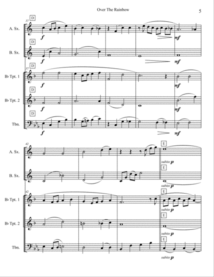 Over The Rainbow (from The Wizard Of Oz) Small Ensemble scores gallery preview page 6