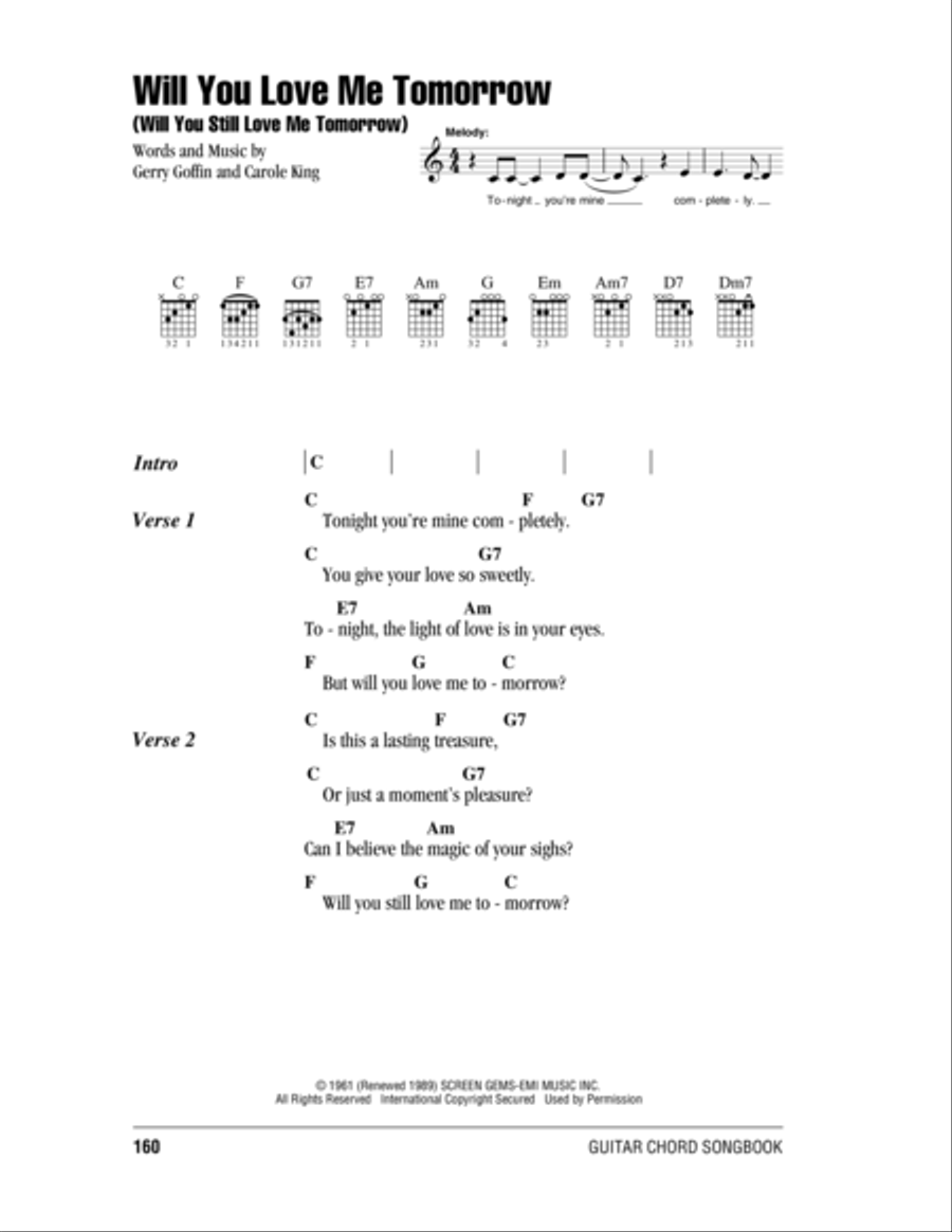 Will You Love Me Tomorrow (Will You Still Love Me Tomorrow) Acoustic Guitar scores gallery preview page 1