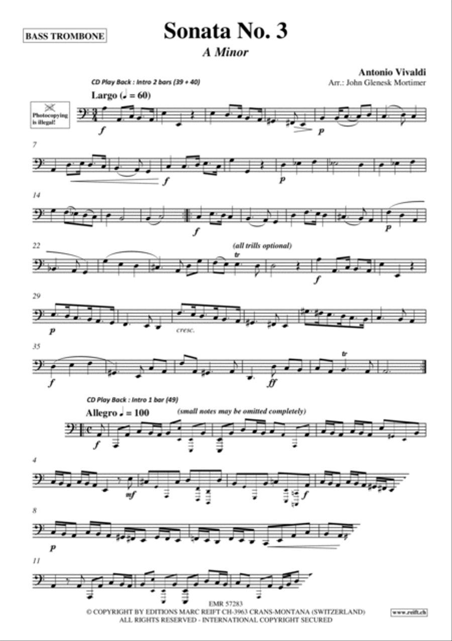 Sonata No. 3 Trombone scores gallery preview page 3