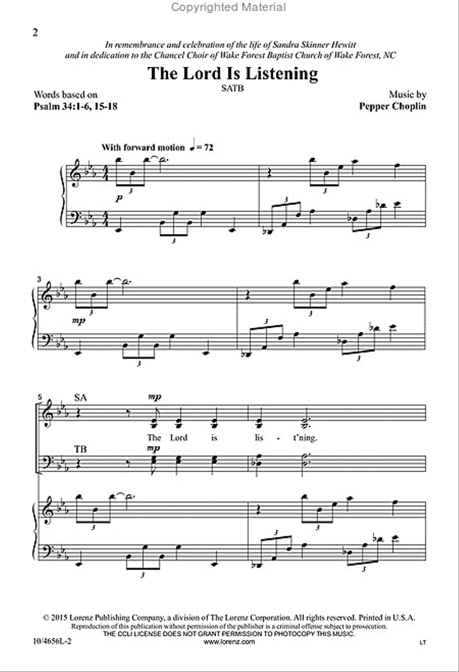 The Lord Is Listening 4-Part scores gallery preview page 2