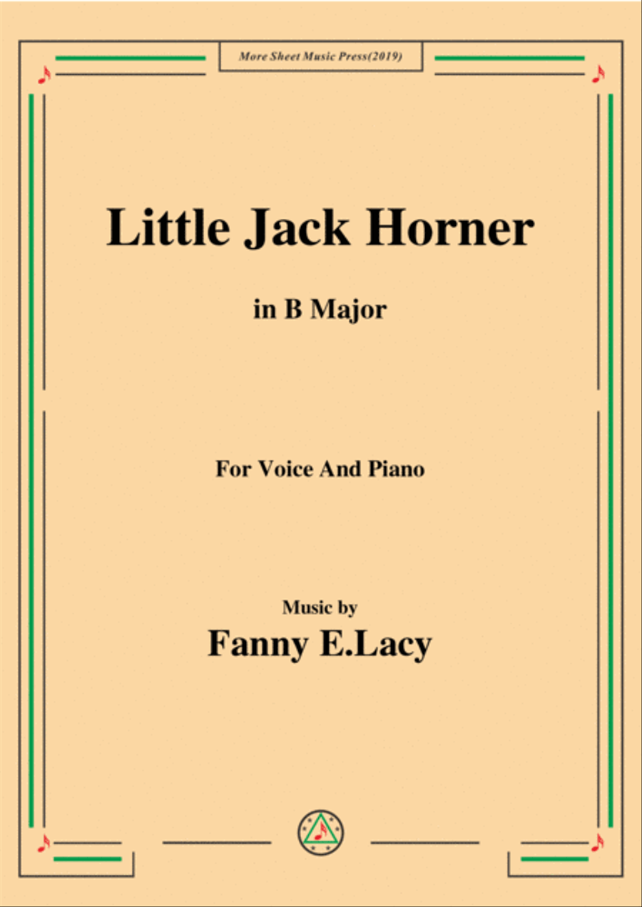 Fanny E.Lacy-Little Jack Horner,in B Major,for Voice and Piano Voice Solo scores gallery preview page 1