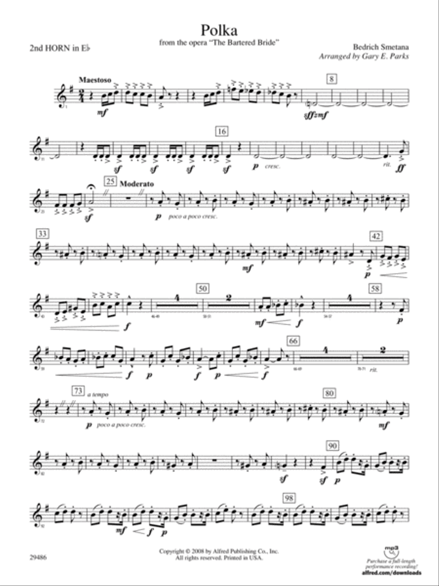 Polka from The Bartered Bride: (World Part) 2nd Horn in E-flat Concert Band scores gallery preview page 1