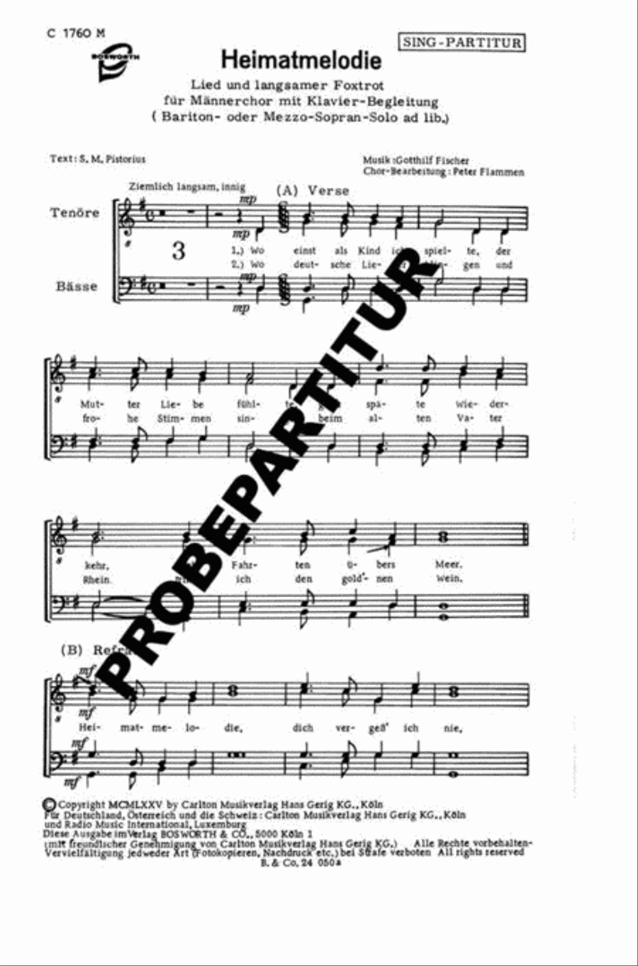 Heimatmelodie Heimatmelodie Men's Choir scores gallery preview page 1