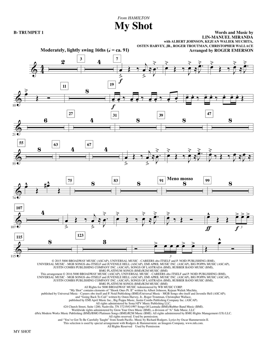 My Shot (arr. Roger Emerson) - Bb Trumpet 1 Choir scores gallery preview page 1