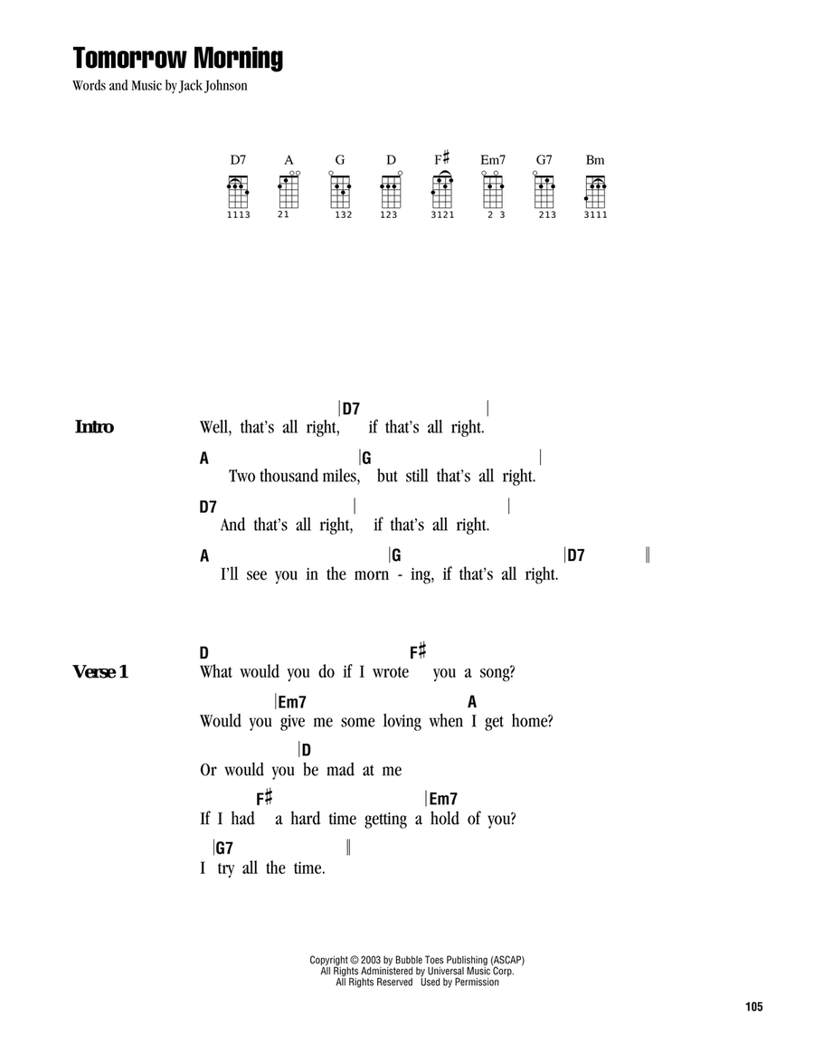 Tomorrow Morning Tomorrow Morning Ukulele scores gallery preview page 1
