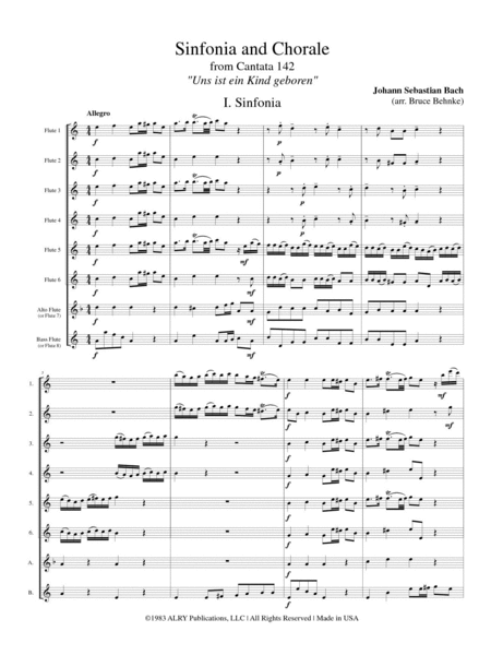 Sinfonia and Chorale from Cantata BWV 142 for Flute Choir