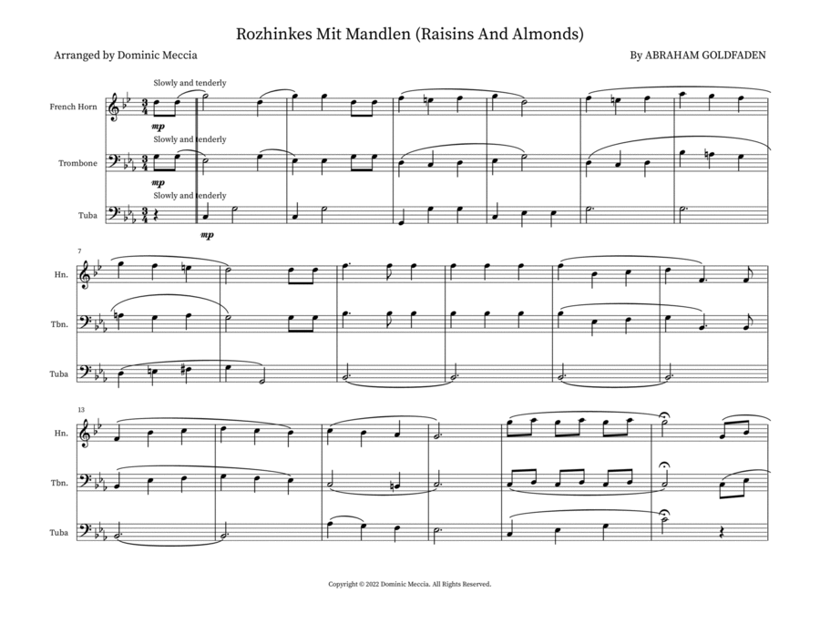 Rozhinkes Mit Mandlen (Raisins And Almonds) Small Ensemble scores gallery preview page 1