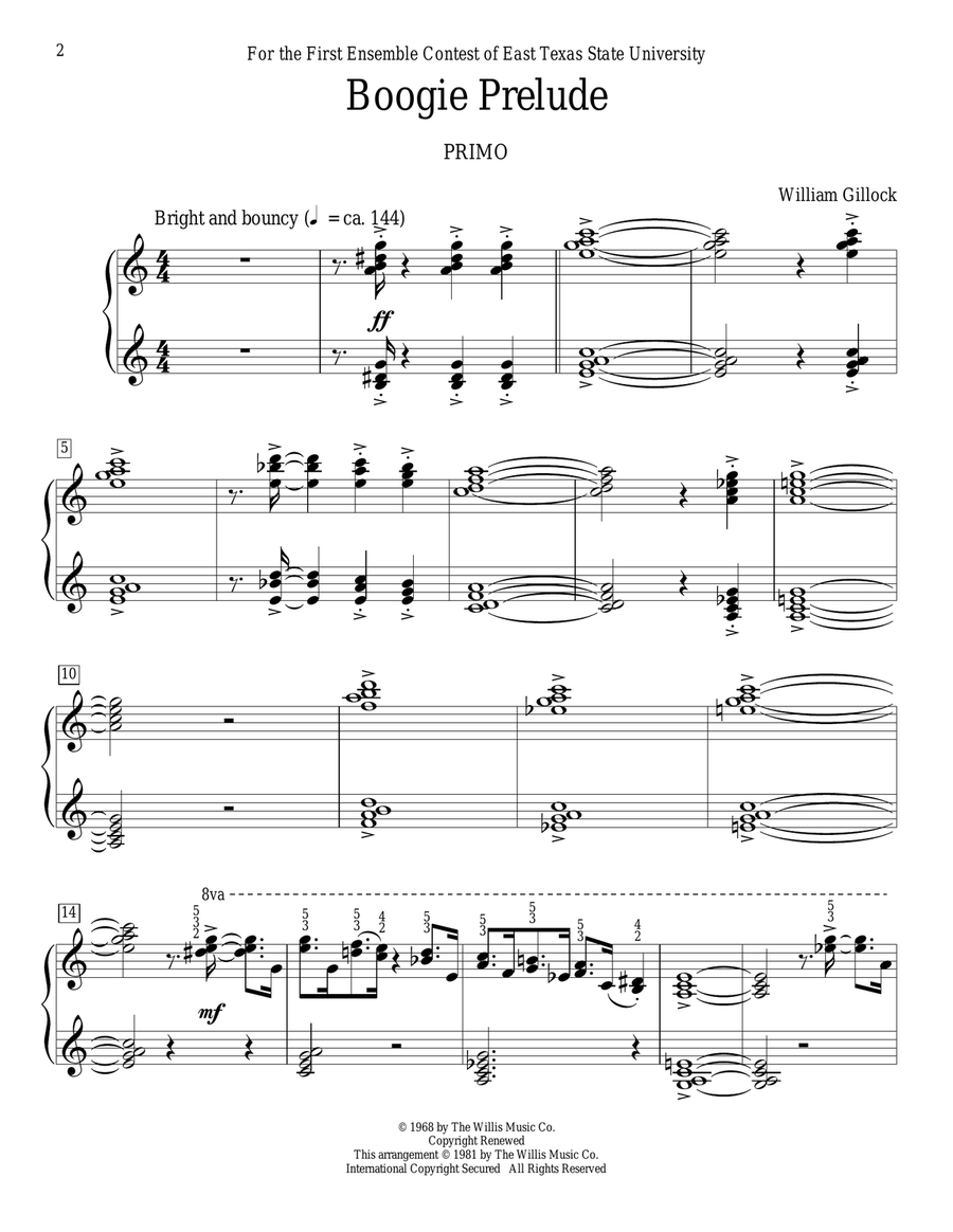 Boogie Prelude Piano Duet scores gallery preview page 2