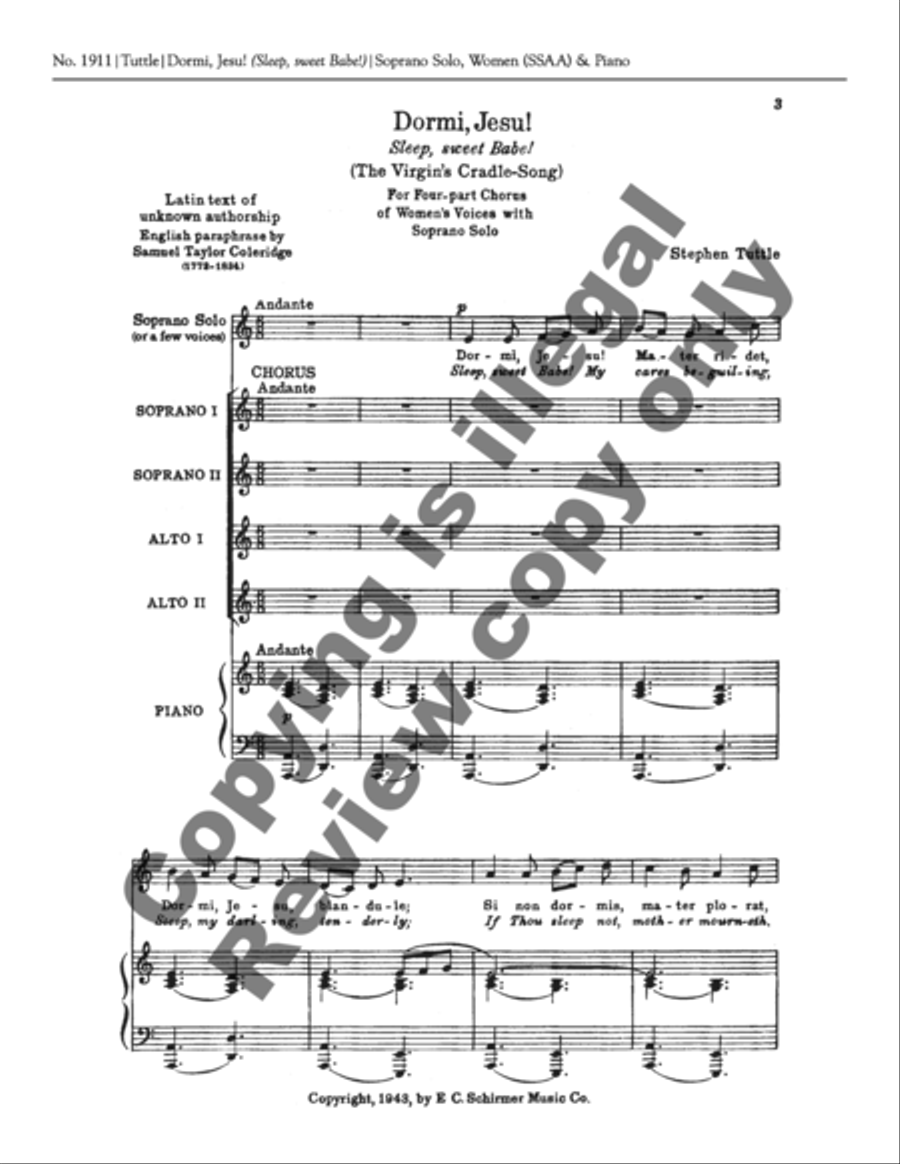 The Virgin's Cradle-Song (Dormi Jesu) SSAA scores gallery preview page 5