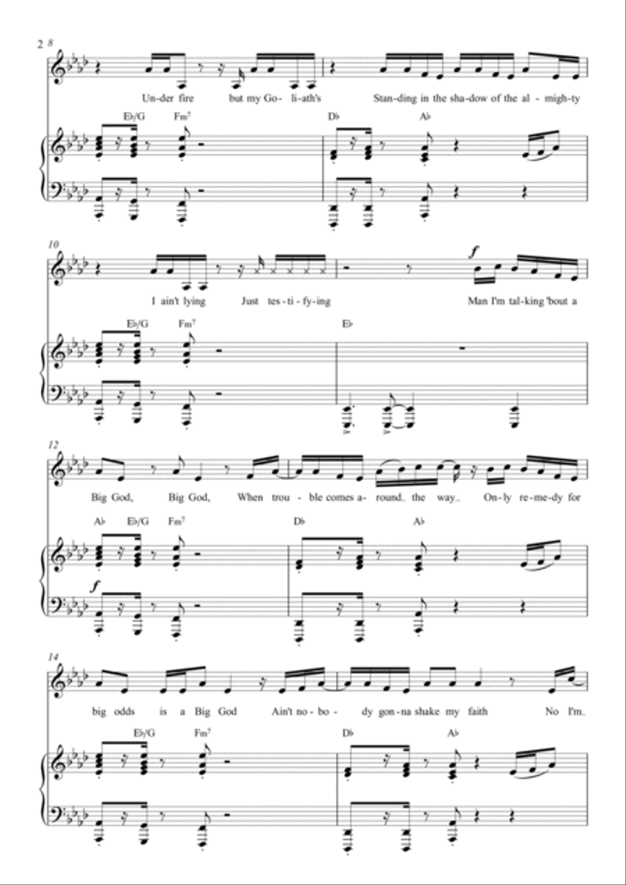 Big God Piano, Vocal, Guitar scores gallery preview page 2