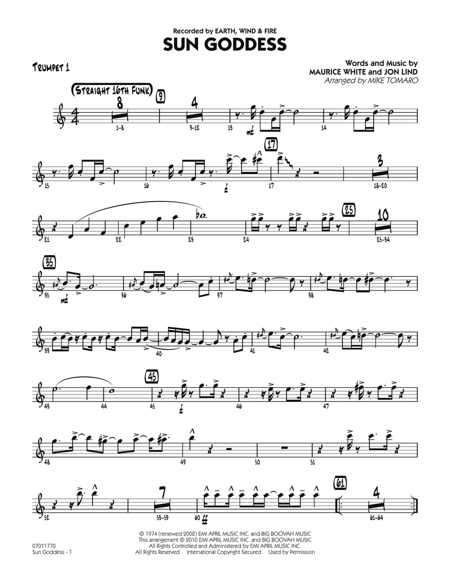 Sun Goddess - Trumpet 1 Jazz Ensemble scores gallery preview page 1